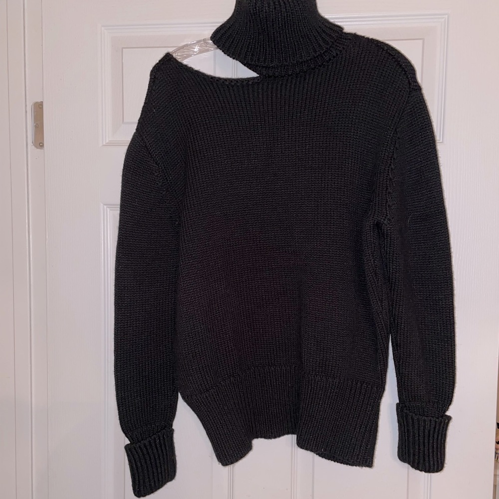 J.ING one-size black wool turtleneck w/ cutouts